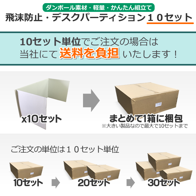 飛沫防止デスクパーティション10セット